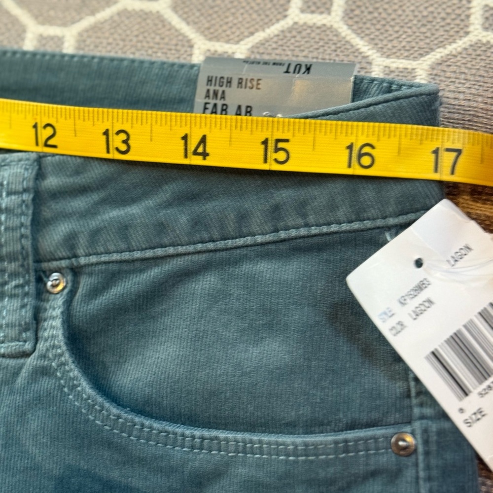Women’s Kut from the Kloth High Rise Ana Fab AB Flare Corduroy Sz 12 Lagoon - Picture 9 of 12